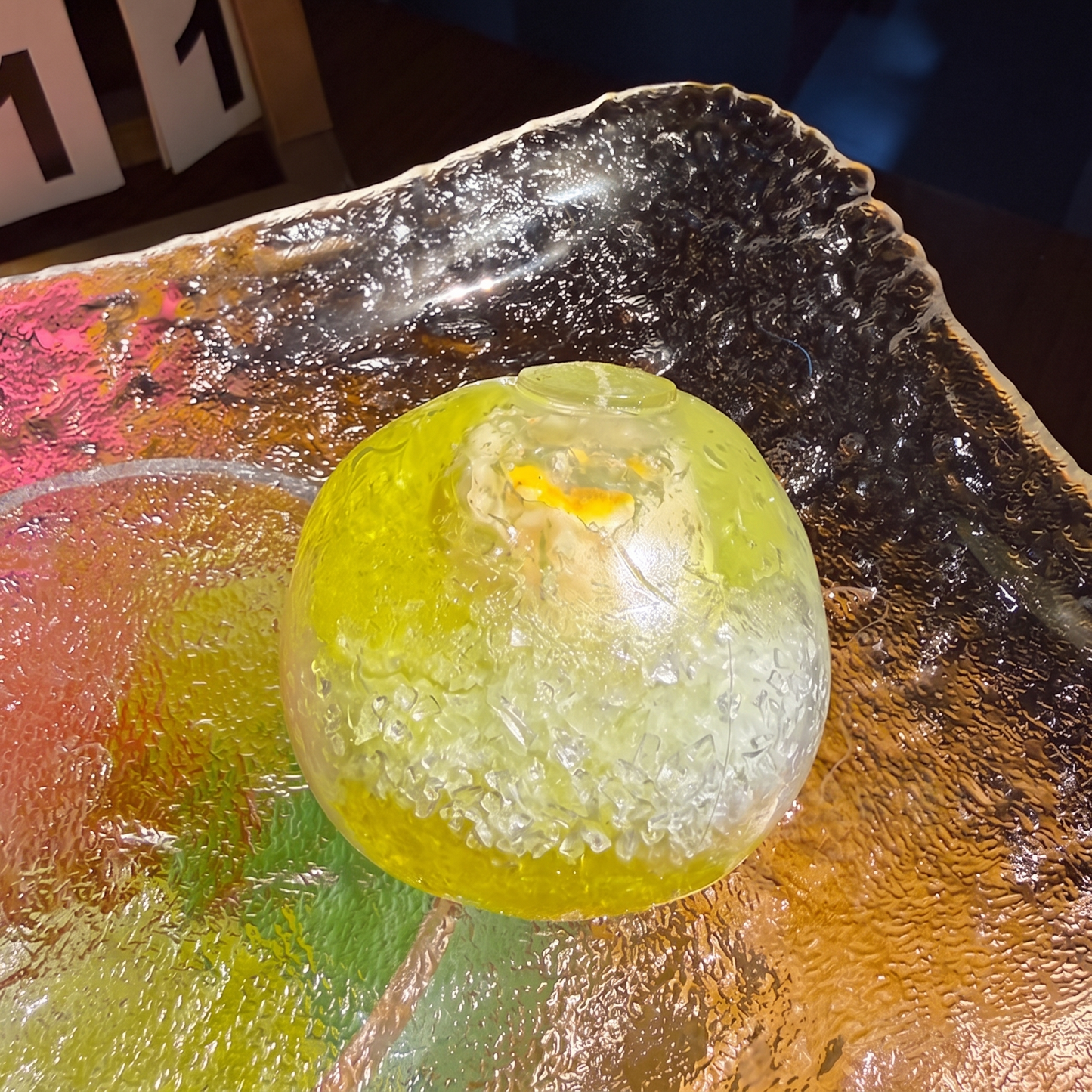Handmade fruit-themed "crushed ice" stress-relief toy—satisfyingly moldable and non-rebounding