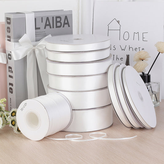 Spot Wholesale | White Polyester Woven Ribbon Jacquard Ribbon
