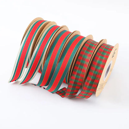 Spot Wholesale | New Christmas Gift Box Decoration Plaid Striped Ribbon