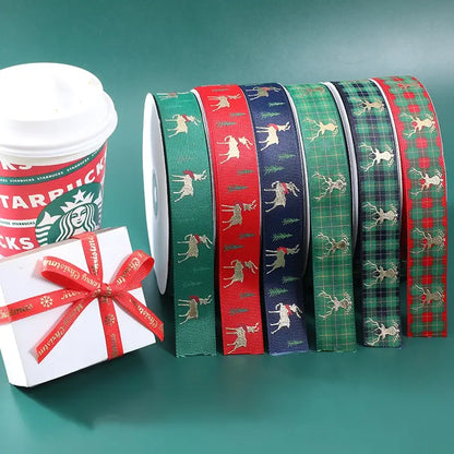 Spot Wholesale | Christmas Deer Jacquard Webbing Gift Box Packaging Ribbon