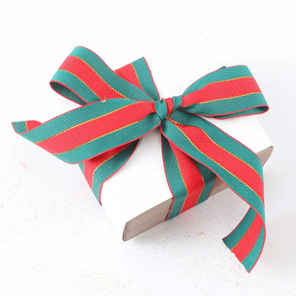 Spot Wholesale | New Christmas Gift Box Decoration Plaid Striped Ribbon