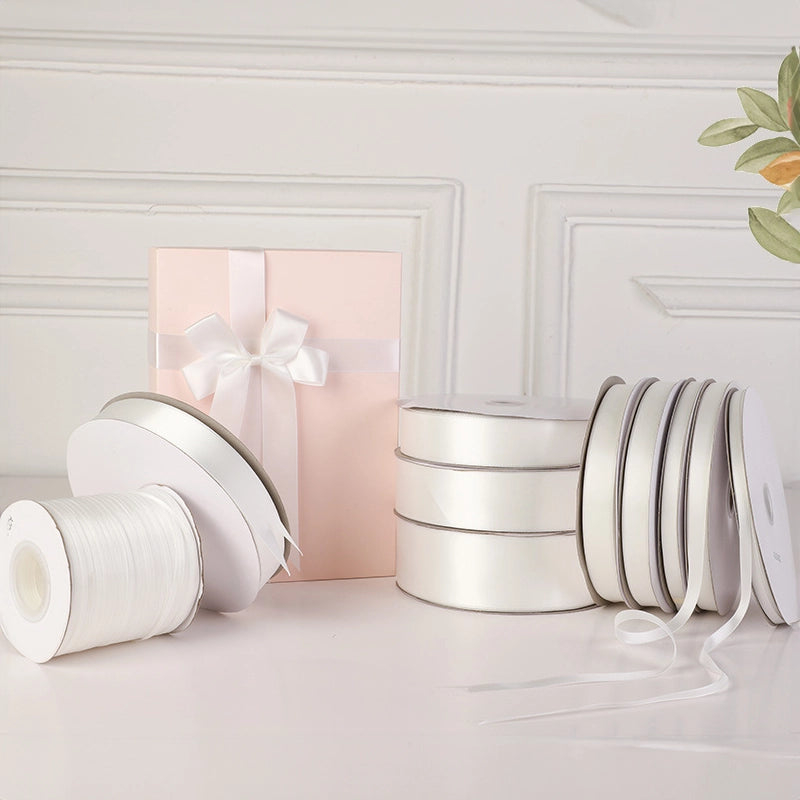 Spot Wholesale | White Polyester Woven Ribbon Jacquard Ribbon