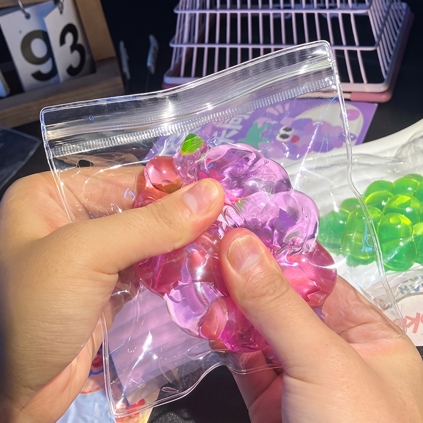 Creative Handmade Crystal Grape Squeeze Toy for Stress Relief