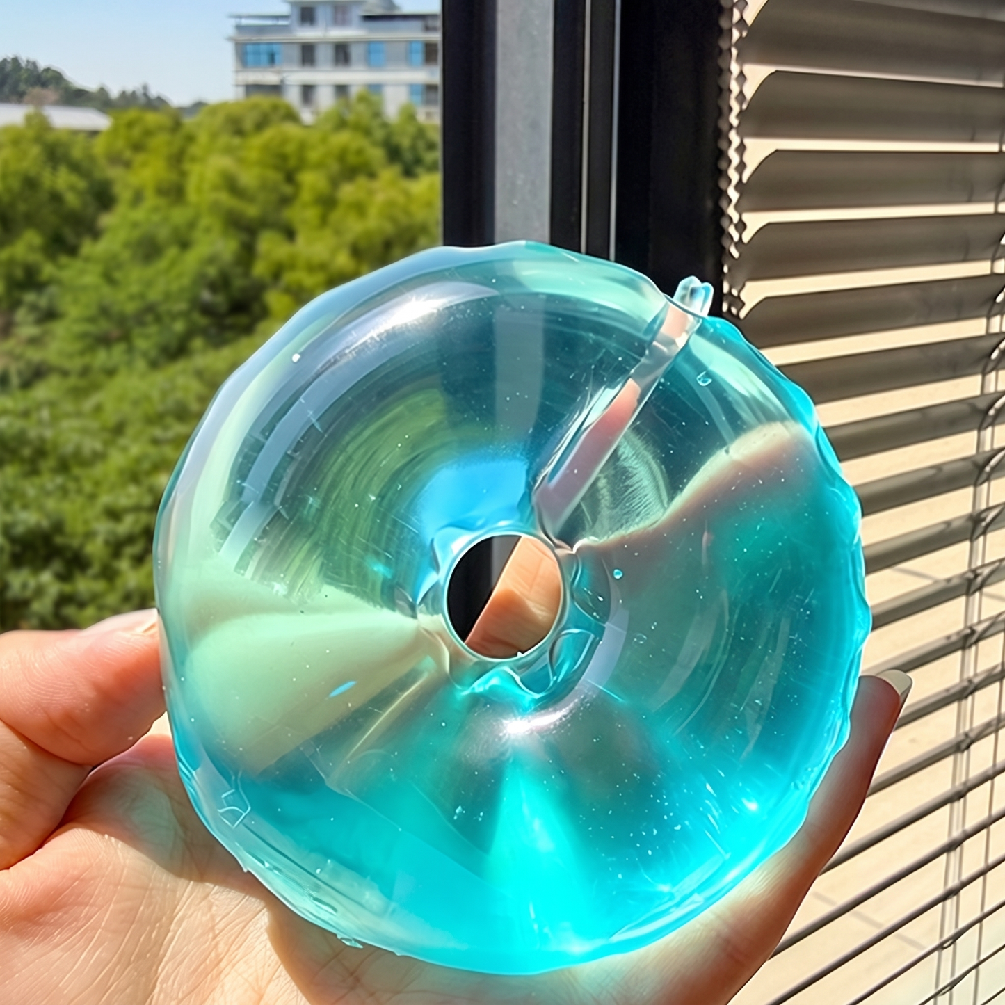 Solid-color maltose-filled donut squeeze toy – moldable, slow-rise, stress-relief, and grip-friendly.
