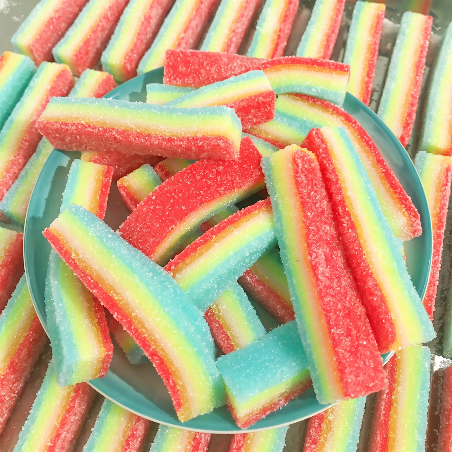Creative Sour Strip & Colorful Strip Fruit Gummies – Sour Sugar-Coated Squeezable Toy