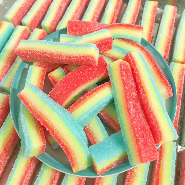 Creative Sour Strip & Colorful Strip Fruit Gummies – Sour Sugar-Coated Squeezable Toy