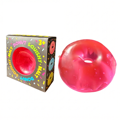 Solid-color maltose-filled donut squeeze toy – moldable, slow-rise, stress-relief, and grip-friendly.