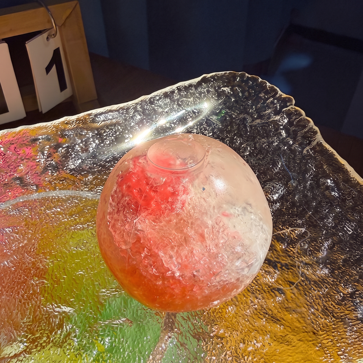 Handmade fruit-themed "crushed ice" stress-relief toy—satisfyingly moldable and non-rebounding