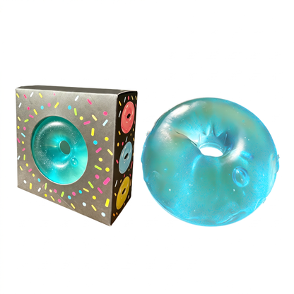 Solid-color maltose-filled donut squeeze toy – moldable, slow-rise, stress-relief, and grip-friendly.