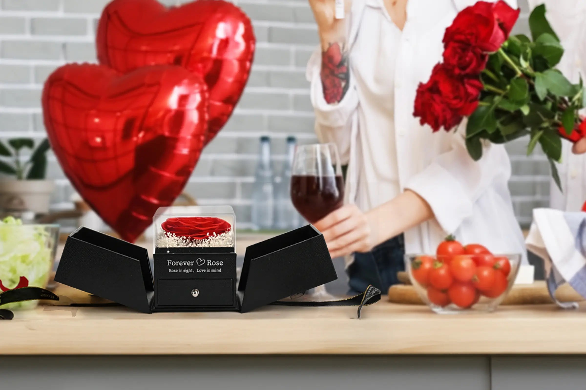 Heart Preserved Roses Give friends a surprise