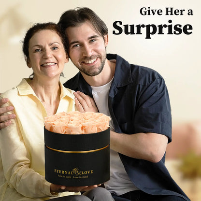 LIFELUM Forever Flowers with Scented Candle in Box-Champagne Roses