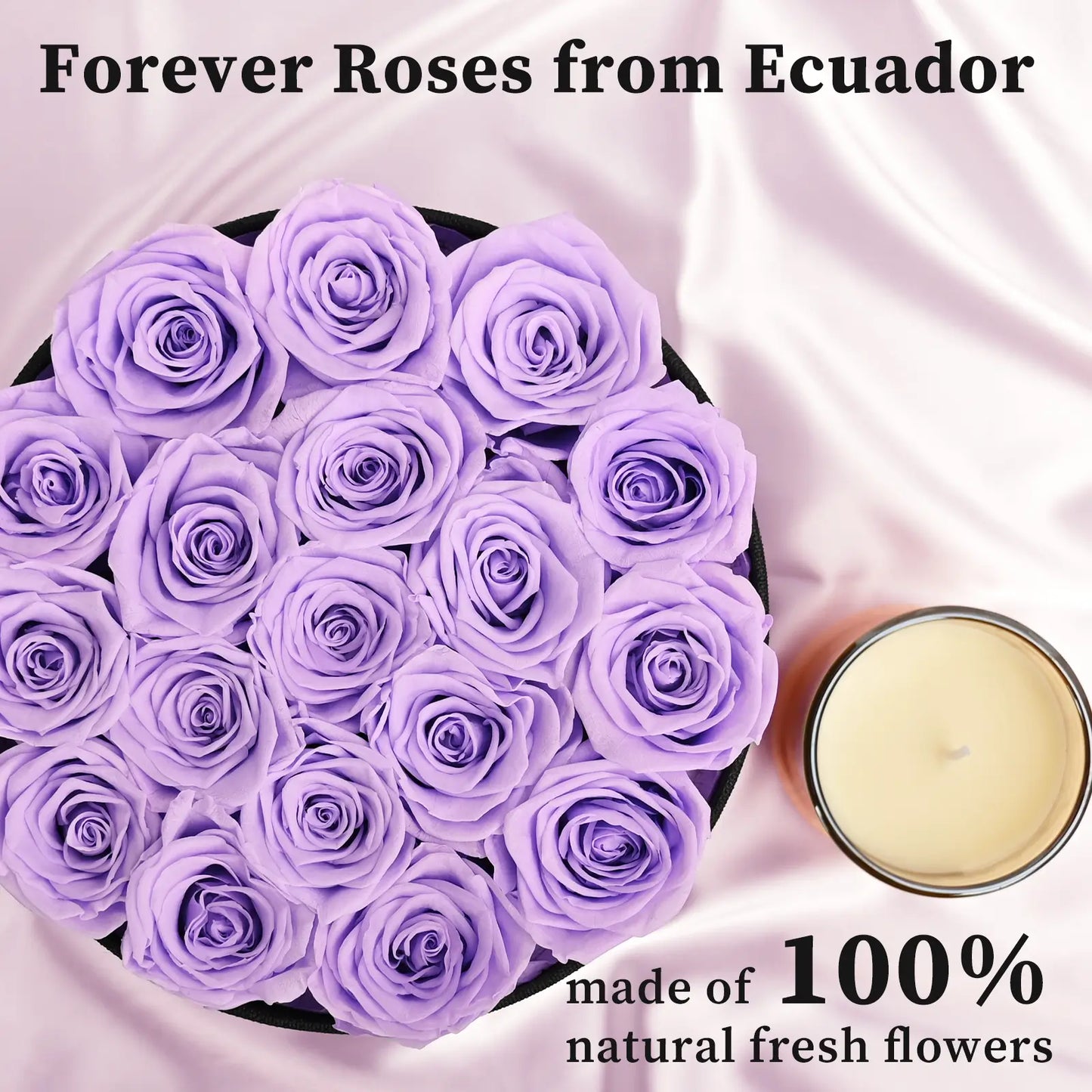 LIFELUM Forever Flowers with Scented Candle in Box-Purple Roses