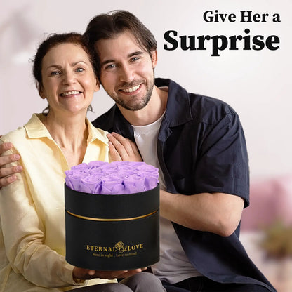 LIFELUM Forever Flowers with Scented Candle in Box-Purple Roses
