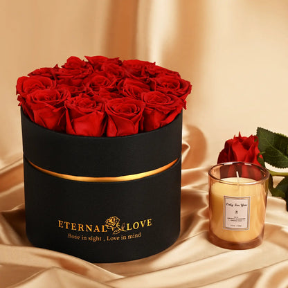 LIFELUM Forever Flowers with Scented Candle in Box-Red Roses_1