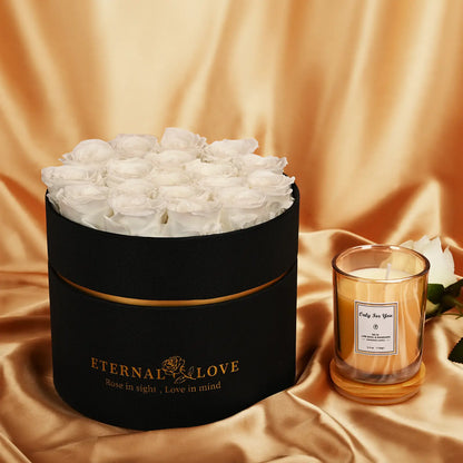 LIFELUM Forever Flowers with Scented Candle in Box-White Roses_1