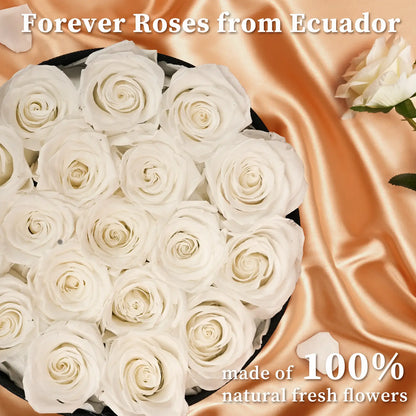 LIFELUM Forever Flowers with Scented Candle in Box-White Roses_Forever Roses from Ecuador