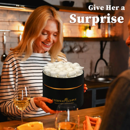 LIFELUM Forever Flowers with Scented Candle in Box-White Roses_Give Her a Surprise