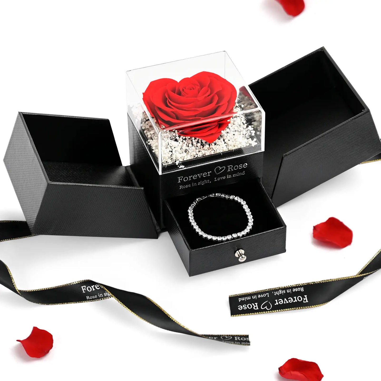 LIFELUM Heart Preserved Roses with Tennis Bracelet