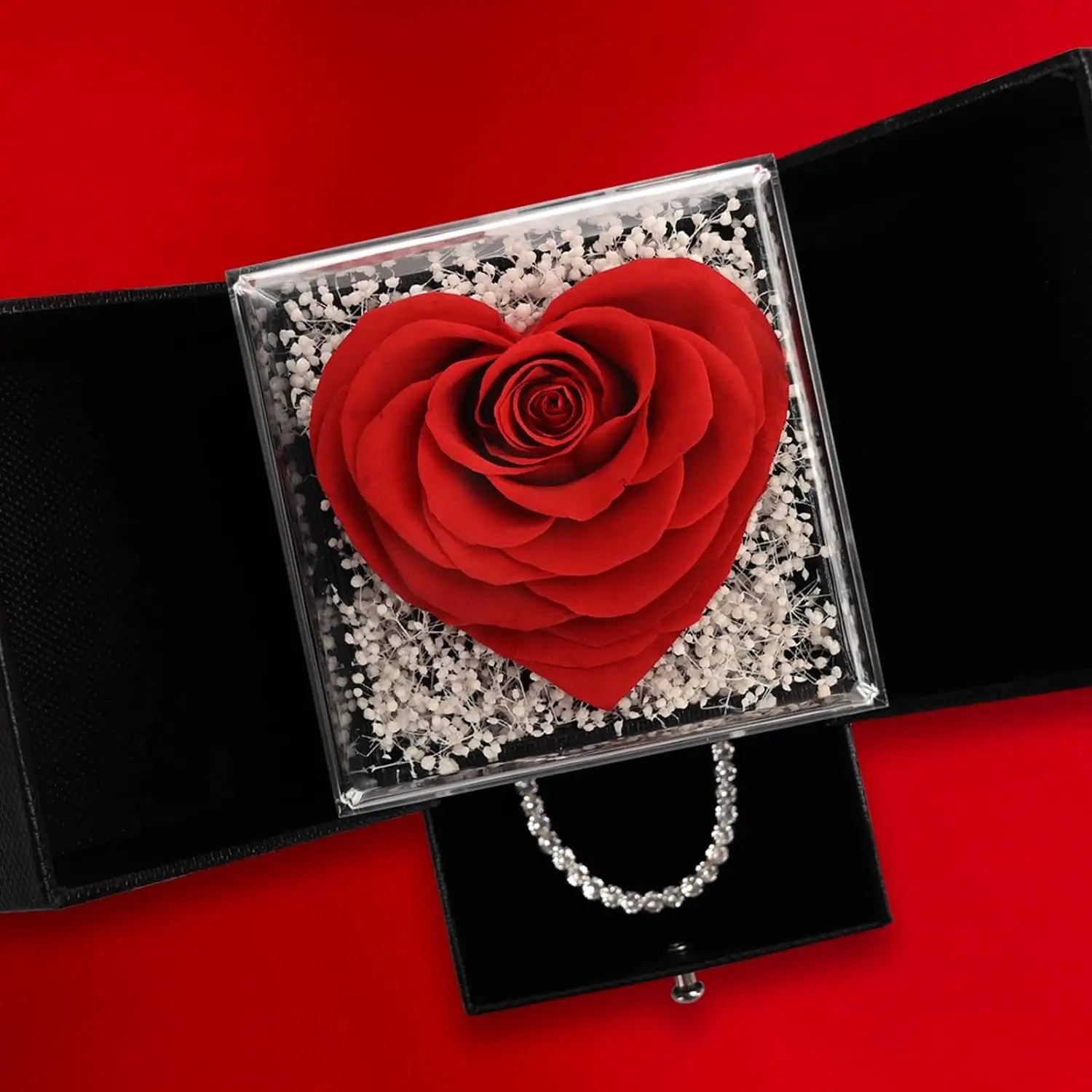 LIFELUM Heart Preserved Roses with Tennis Bracelet