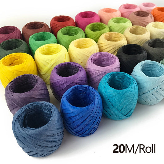 Spot Wholesale | Raffia Paper Rope Football Egg Roll 20 Meters/Roll