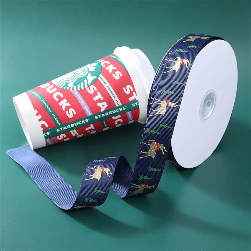 Spot Wholesale | Christmas Deer Jacquard Webbing Gift Box Packaging Ribbon