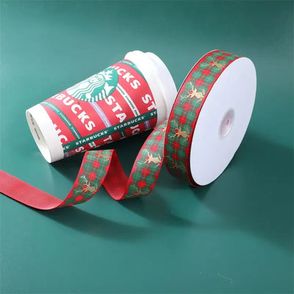 Spot Wholesale | Christmas Deer Jacquard Webbing Gift Box Packaging Ribbon