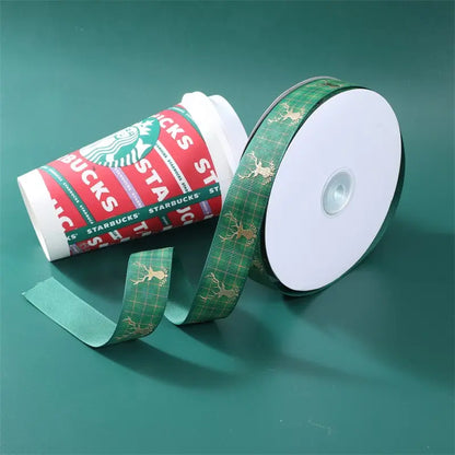 Spot Wholesale | Christmas Deer Jacquard Webbing Gift Box Packaging Ribbon